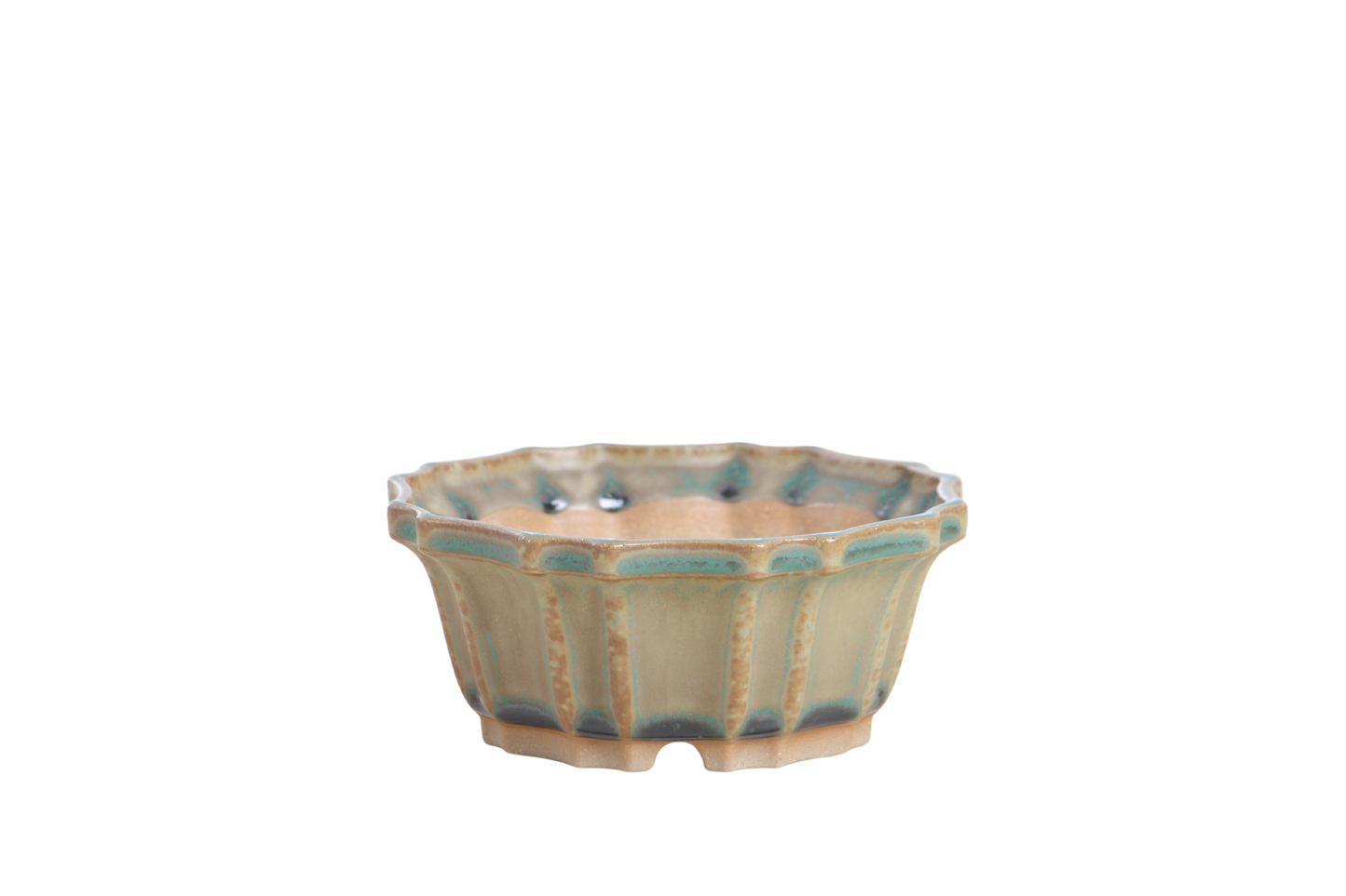 Willow Bonsai Ceramics Flower Design Bonsai Pot 4.5 Inch – Elegant Ceramic Bonsai & Succulent Planter, High‑Fired Frost‑Proof Stoneware with Drainage & Wiring Holes, Handmade in USA (Speckled Moss)