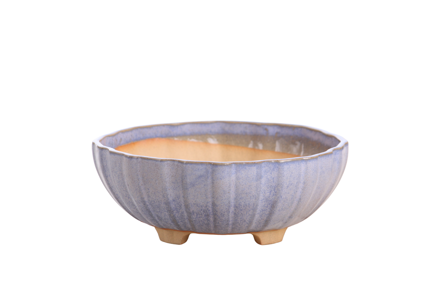 Willow Bonsai Ceramics Lily Bonsai Pot 7 Inch – Sculpted Rounded Ceramic Bonsai & Succulent Planter with Wavy Profile, High‑Fired Frost‑Proof Stoneware, Handmade in USA (Denim)