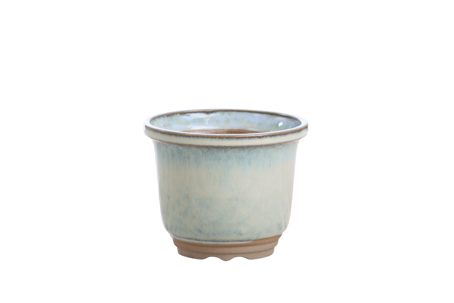 Willow Bonsai Ceramics Flute Bonsai Pot 4 Inch – Round Semi‑Cascade Ceramic Bonsai & Succulent Planter with Fluted Profile and Banded Base, High‑Fired Frost‑Proof Stoneware, Handmade in USA (Glacier)