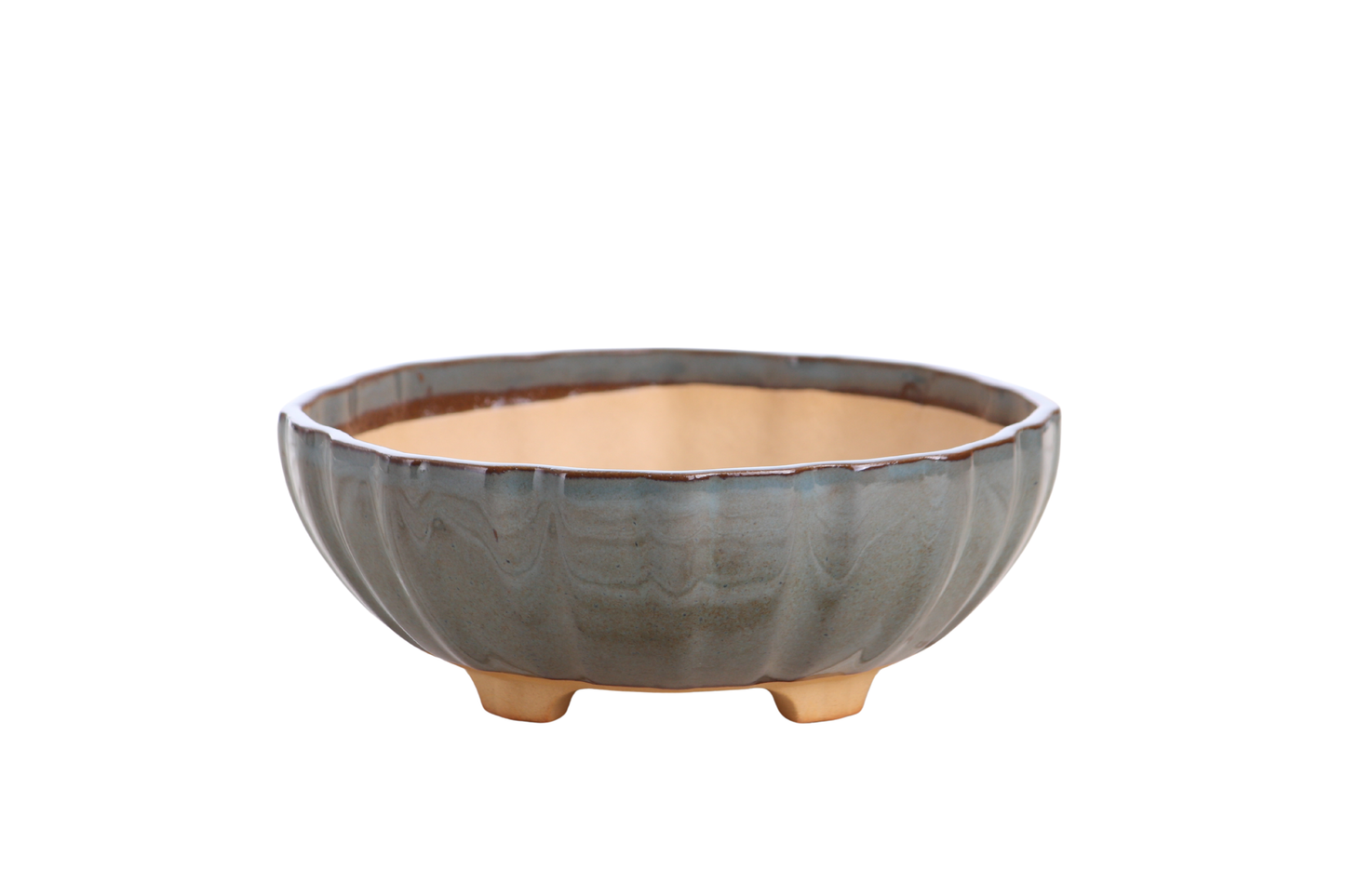 Willow Bonsai Ceramics Lily Bonsai Pot 7 Inch – Sculpted Rounded Ceramic Bonsai & Succulent Planter with Wavy Profile, High‑Fired Frost‑Proof Stoneware, Handmade in USA (Starry Night)