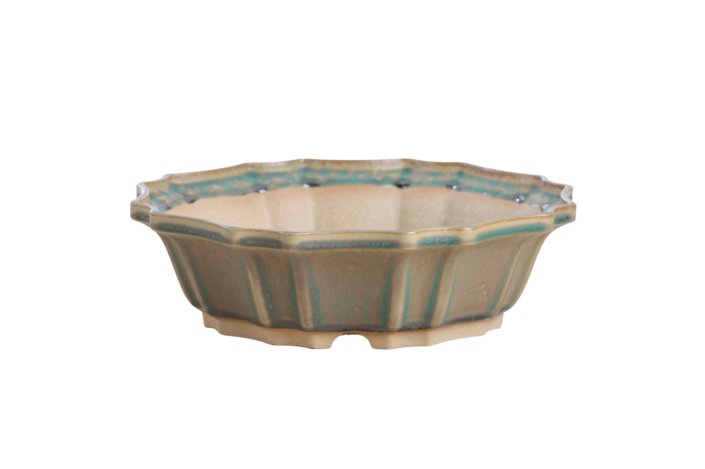 Willow Bonsai Ceramics Flower Design Bonsai Pot 10 Inch – Elegant Ceramic Bonsai & Succulent Planter, High‑Fired Frost‑Proof Stoneware with Drainage & Wiring Holes, Handmade in USA (Speckled Moss)