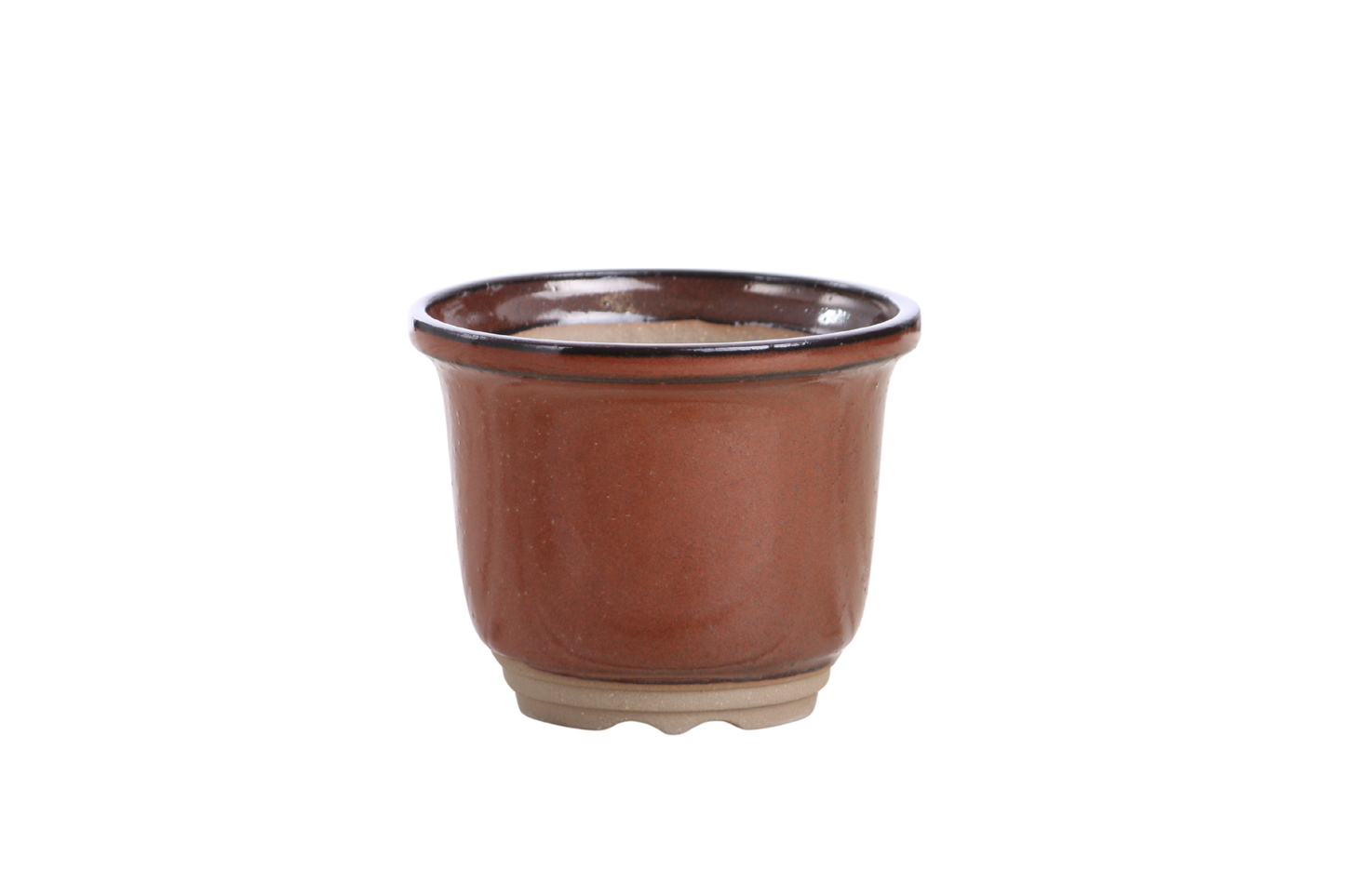 Willow Bonsai Ceramics Flute Bonsai Pot 4 Inch – Round Semi‑Cascade Ceramic Bonsai & Succulent Planter with Fluted Profile and Banded Base, High‑Fired Frost‑Proof Stoneware, Handmade in USA (Sunset)