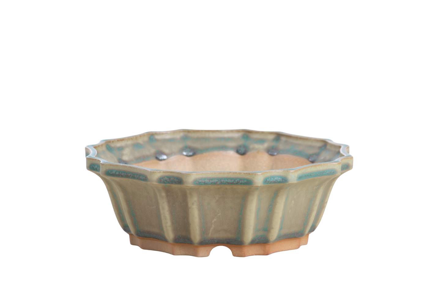 Willow Bonsai Ceramics Flower Design Bonsai Pot 6.5 Inch – Elegant Ceramic Bonsai & Succulent Planter, High‑Fired Frost‑Proof Stoneware with Drainage & Wiring Holes, Handmade in USA (Speckled Moss)