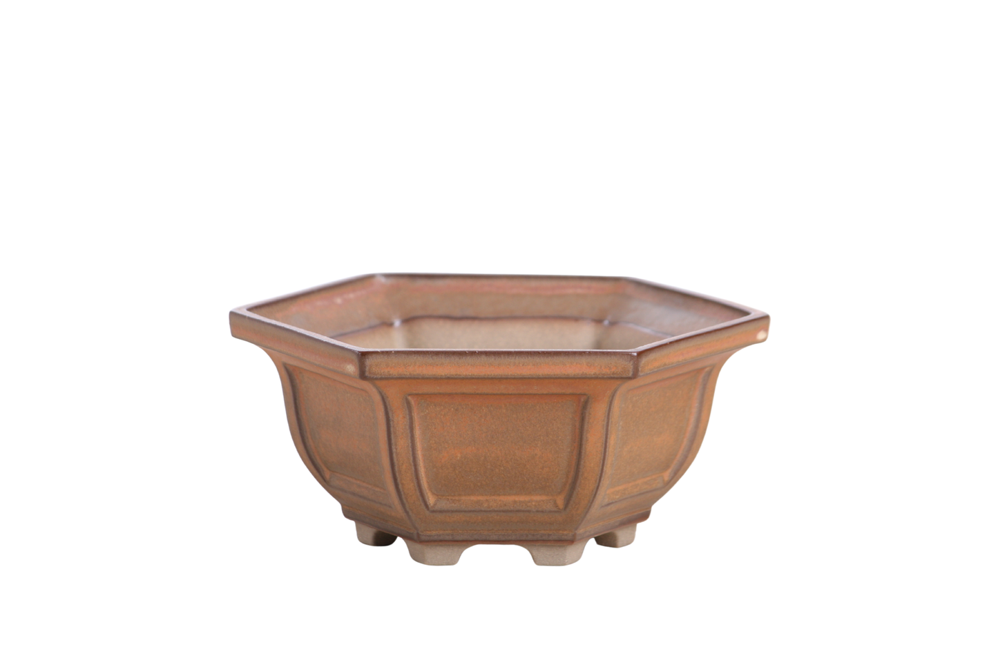 Willow Bonsai Ceramics Hexagonal Windowed Bonsai Pot 5 Inch – Semi‑Cascade Planter, High‑Fired Frost‑Proof Stoneware with Drainage & Wiring Holes, Handmade in USA (Deep Stone)