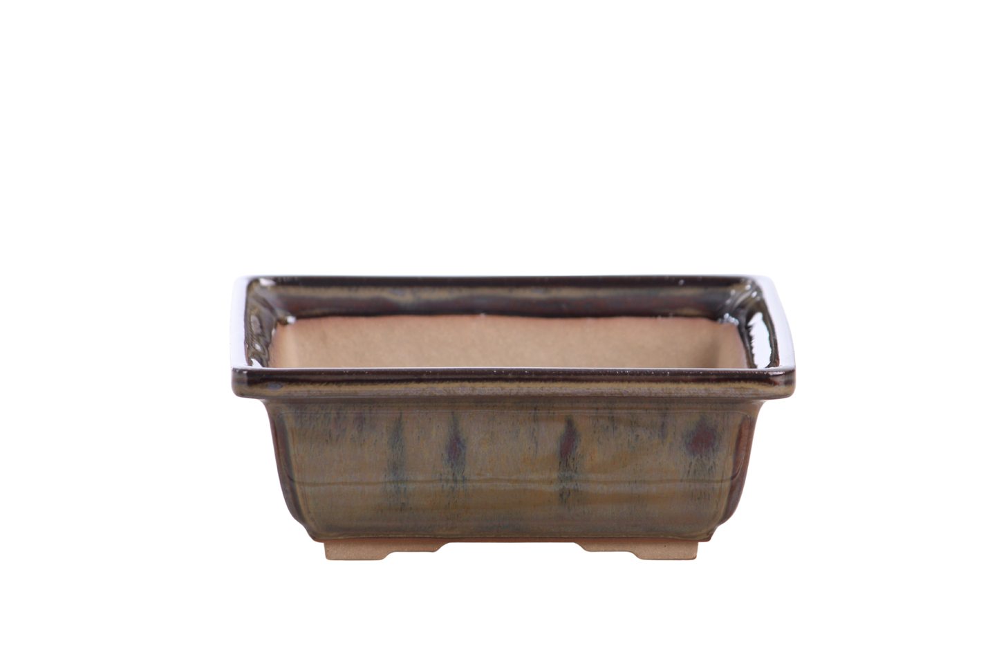 Willow Bonsai Ceramics Square Bonsai Pot 6 Inch – Low‑Profile Square Ceramic Bonsai & Succulent Planter with Accentuated Rim, High‑Fired Frost‑Proof Stoneware, Handmade in USA (Dark Honey)
