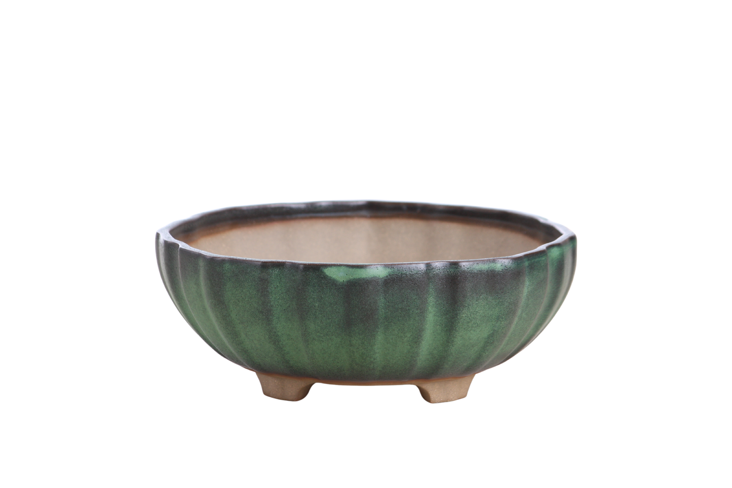 Willow Bonsai Ceramics Lily Bonsai Pot 7 Inch – Sculpted Rounded Ceramic Bonsai & Succulent Planter with Wavy Profile, High‑Fired Frost‑Proof Stoneware, Handmade in USA (Avocado)