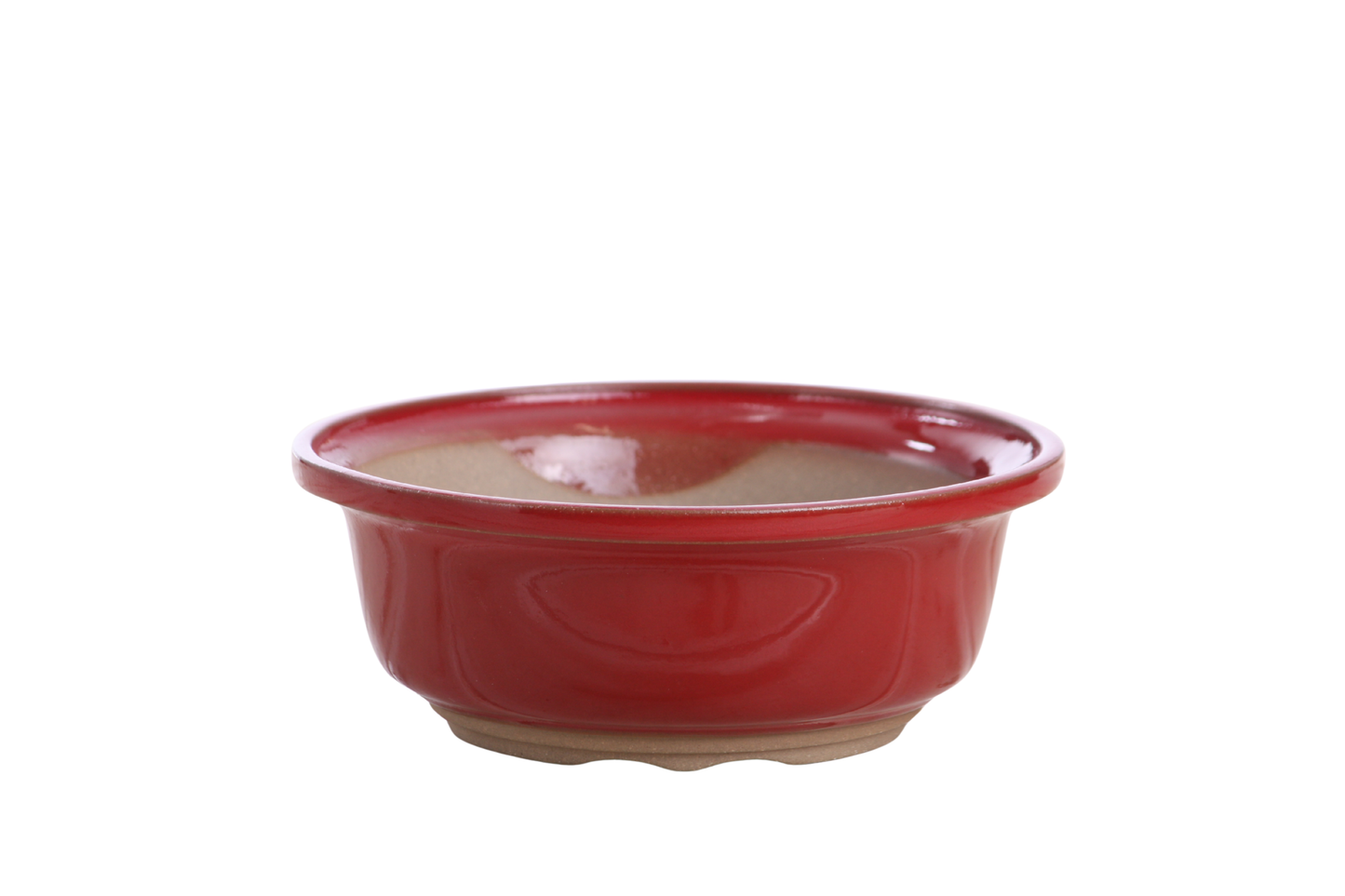Willow Bonsai Ceramics Round Bonsai Pot 6 Inch – Round Ceramic Bonsai & Succulent Planter with Accentuated Rim and Sculpted Foot Ring, High‑Fired Frost‑Proof Stoneware, Handmade in USA (Red)