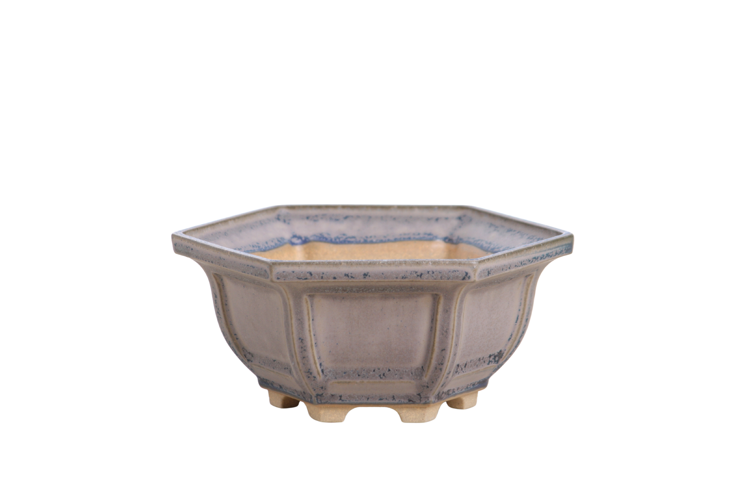 Willow Bonsai Ceramics Hexagonal Windowed Bonsai Pot 5 Inch – Semi‑Cascade Planter, High‑Fired Frost‑Proof Stoneware with Drainage & Wiring Holes, Handmade in USA (Ocean)