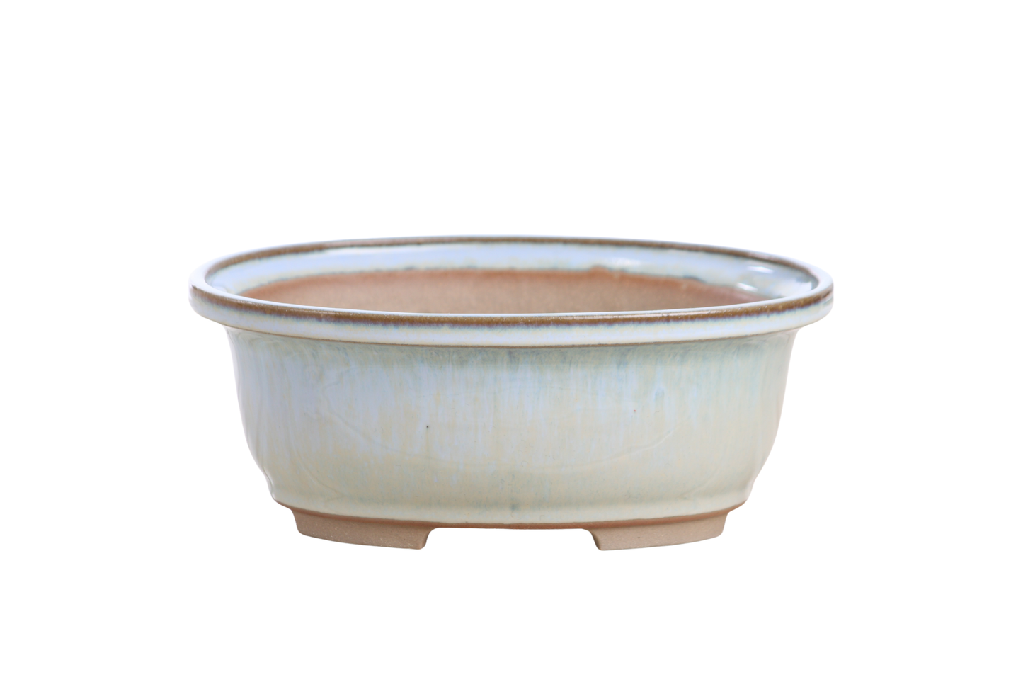 Willow Bonsai Ceramics Fat Bonsai Pot 7.5 Inch – Bold Oval Ceramic Bonsai & Succulent Planter with Accentuated Rim, High‑Fired Frost‑Proof Stoneware, Handmade in USA (Glacier)