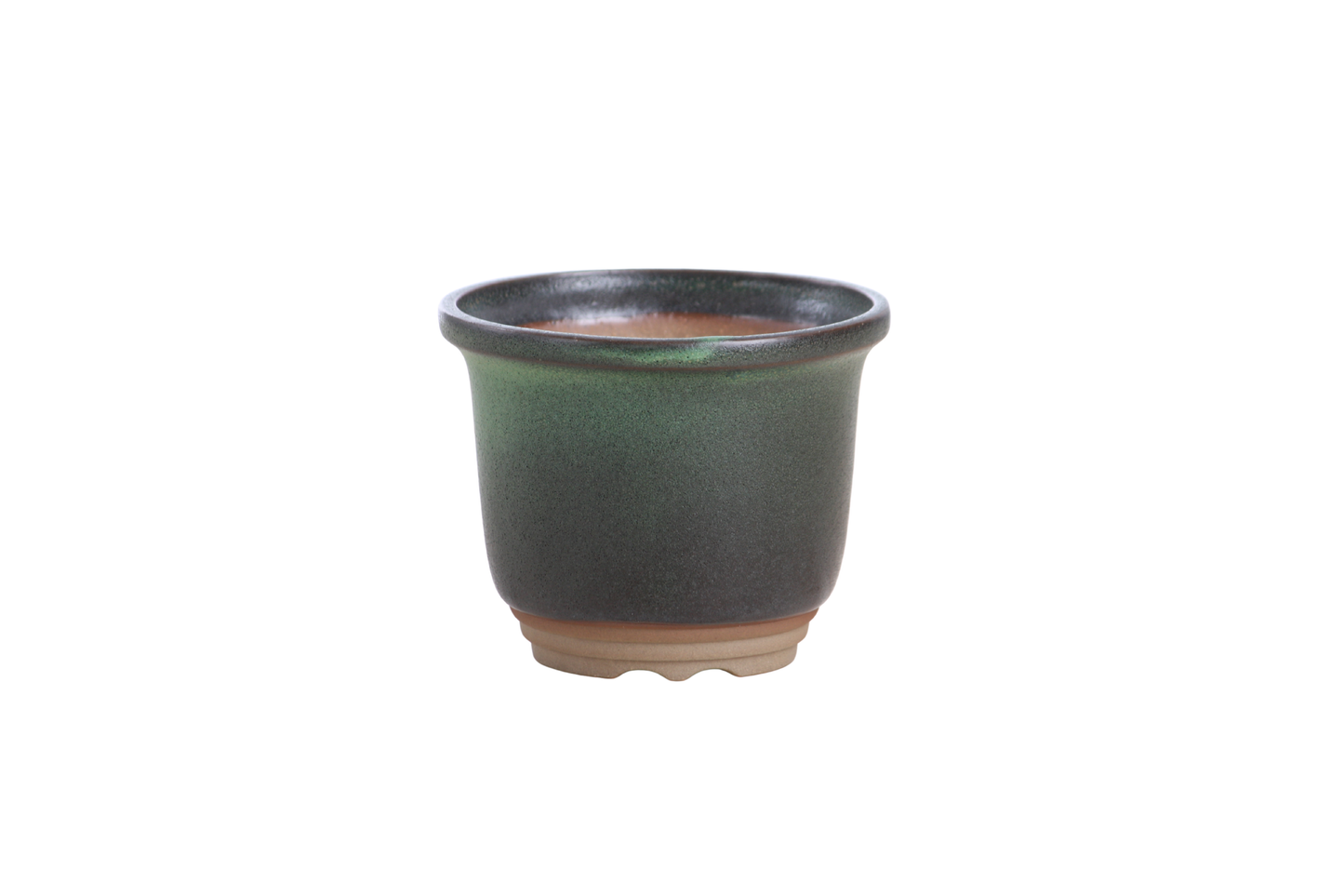 Willow Bonsai Ceramics Flute Bonsai Pot 4 Inch – Round Semi‑Cascade Ceramic Bonsai & Succulent Planter with Fluted Profile and Banded Base, High‑Fired Frost‑Proof Stoneware, Handmade in USA (Avocado)