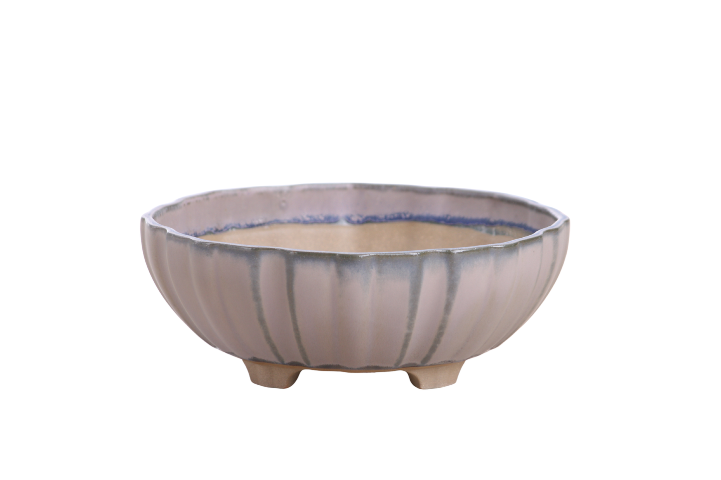 Willow Bonsai Ceramics Lily Bonsai Pot 7 Inch – Sculpted Rounded Ceramic Bonsai & Succulent Planter with Wavy Profile, High‑Fired Frost‑Proof Stoneware, Handmade in USA (Ocean)