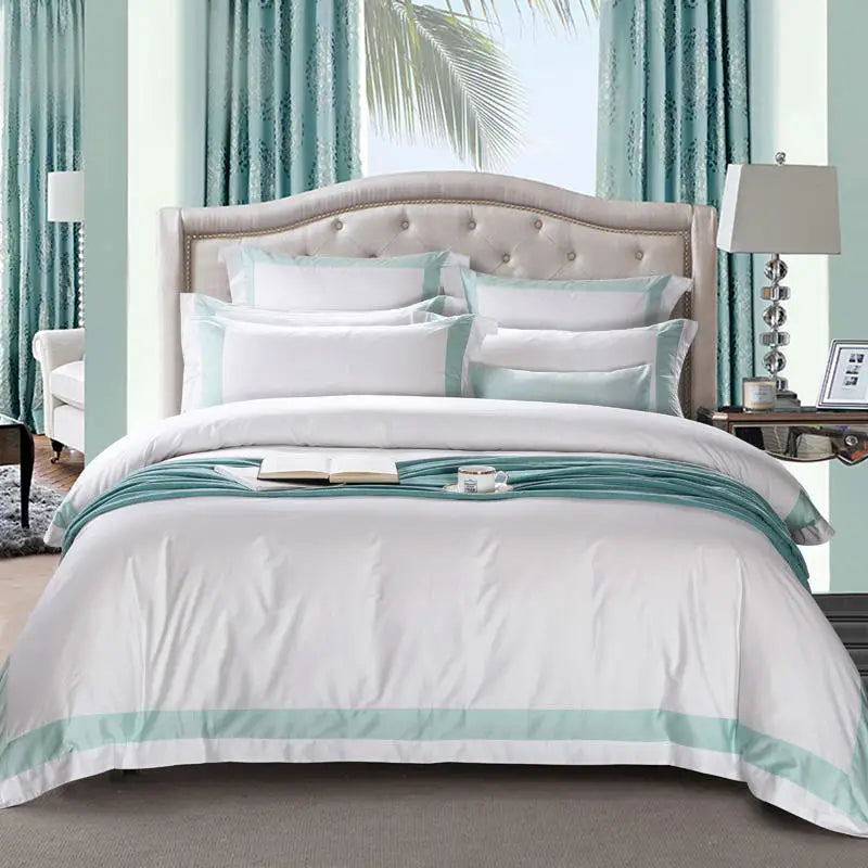 Degella Luxury Stripe Egyptian Cotton White Bedding Set