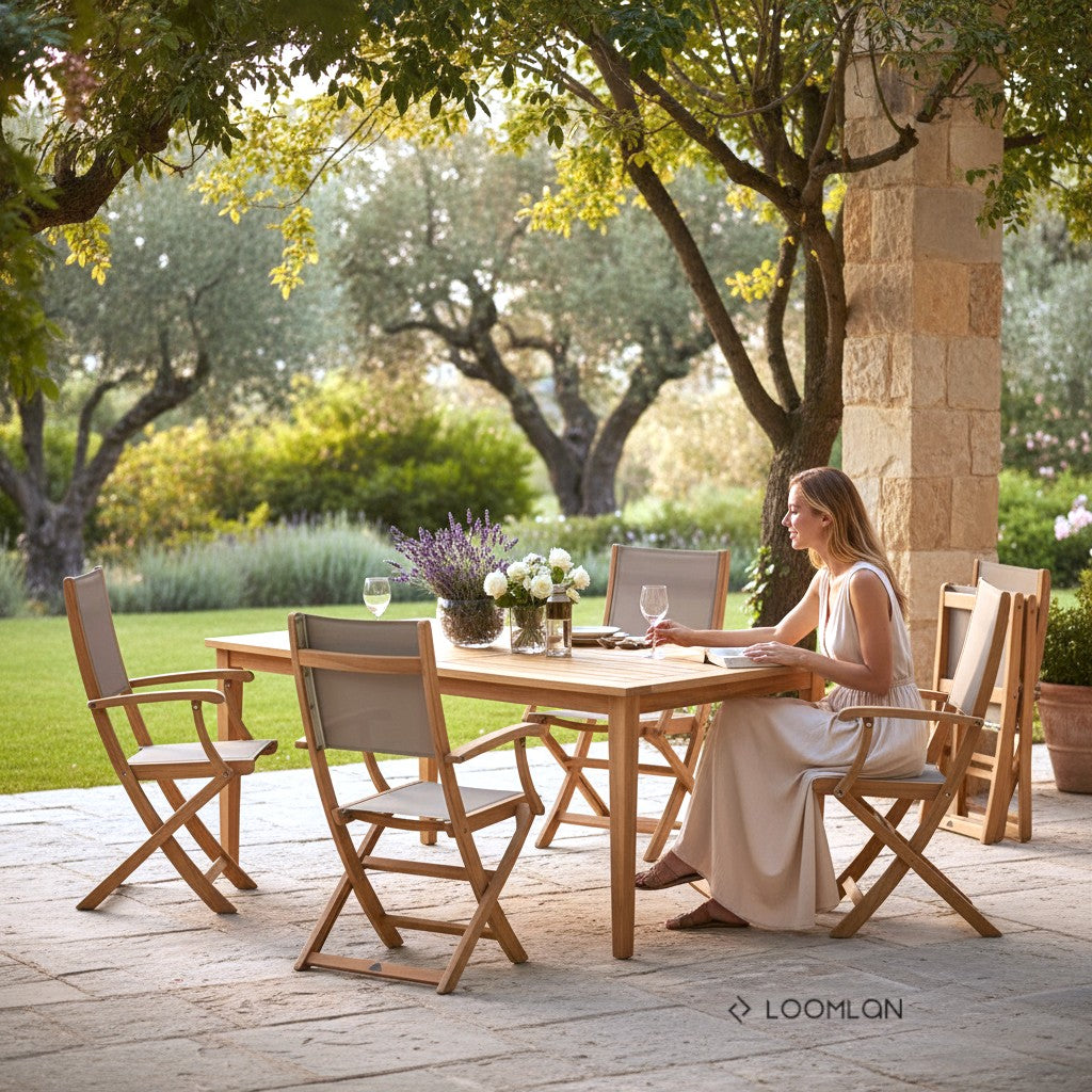 Del Ray Teak Patio Rectangular Dining Set 7PC