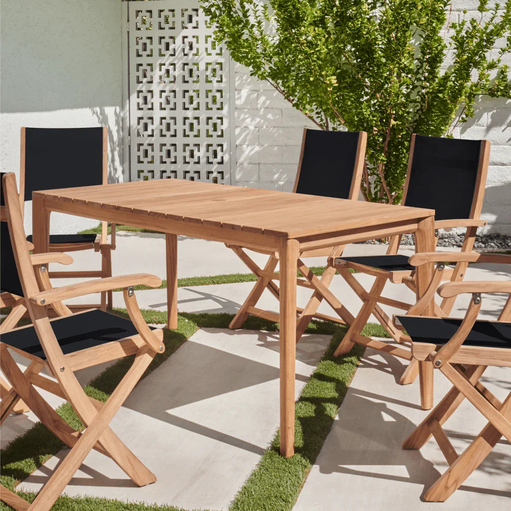 Del Ray Teak Patio Rectangular Dining Set 7PC