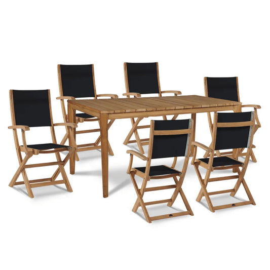 Del Ray Teak Patio Rectangular Dining Set 7PC