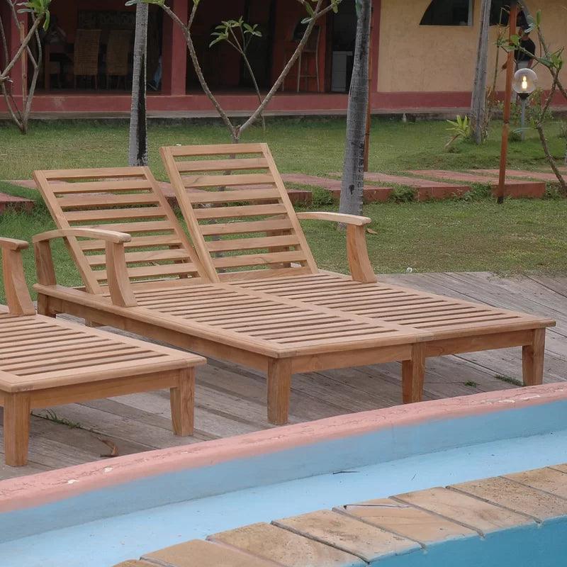 Delano Teak Double Reclining Sunlounger with Sunbrella Cushions