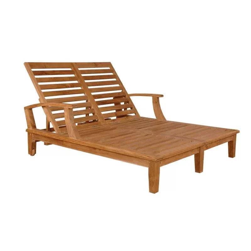 Delano Teak Double Reclining Sunlounger with Sunbrella Cushions