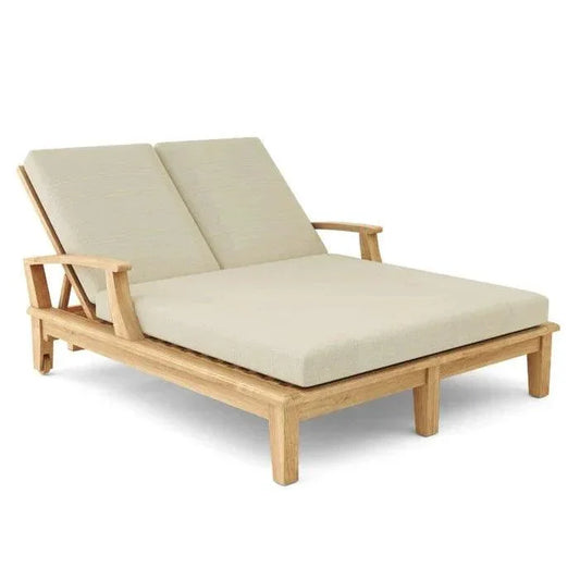 Delano Teak Double Reclining Sunlounger with Sunbrella Cushions