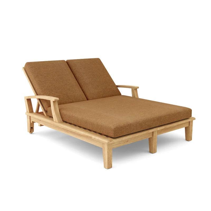 Delano Teak Double Reclining Sunlounger with Sunbrella Cushions