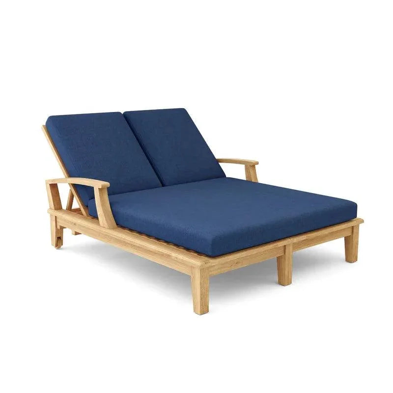 Delano Teak Double Reclining Sunlounger with Sunbrella Cushions