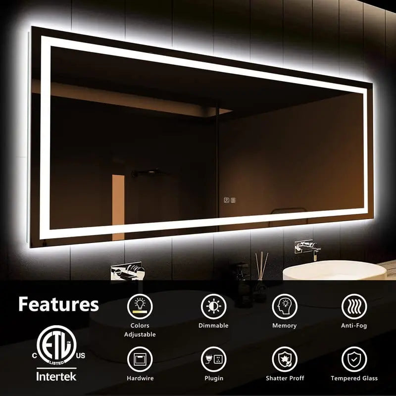 Deluxe Center Glow LED Bathroom Mirror