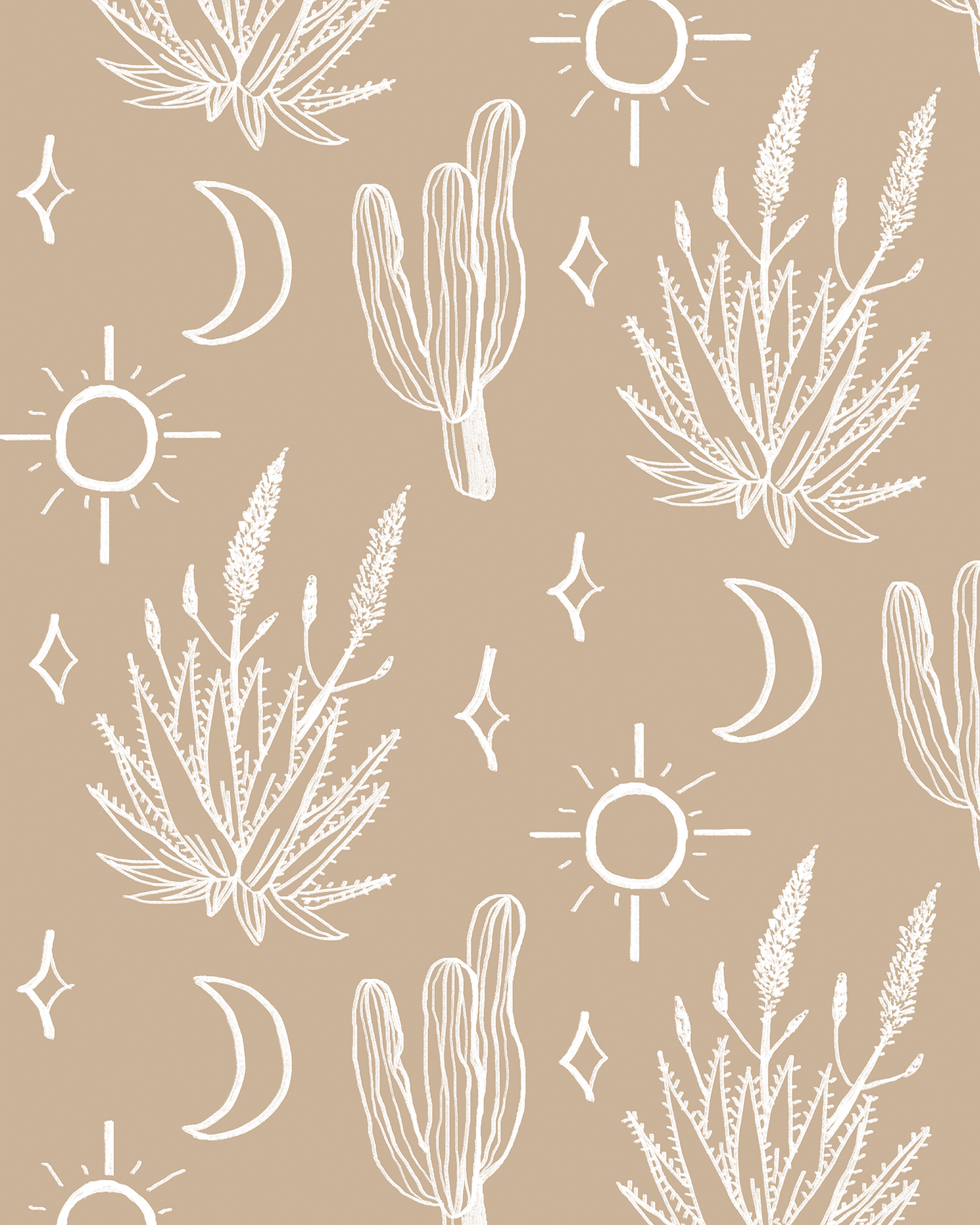 Desert Sky Wallpaper, large pattern, latte and white
