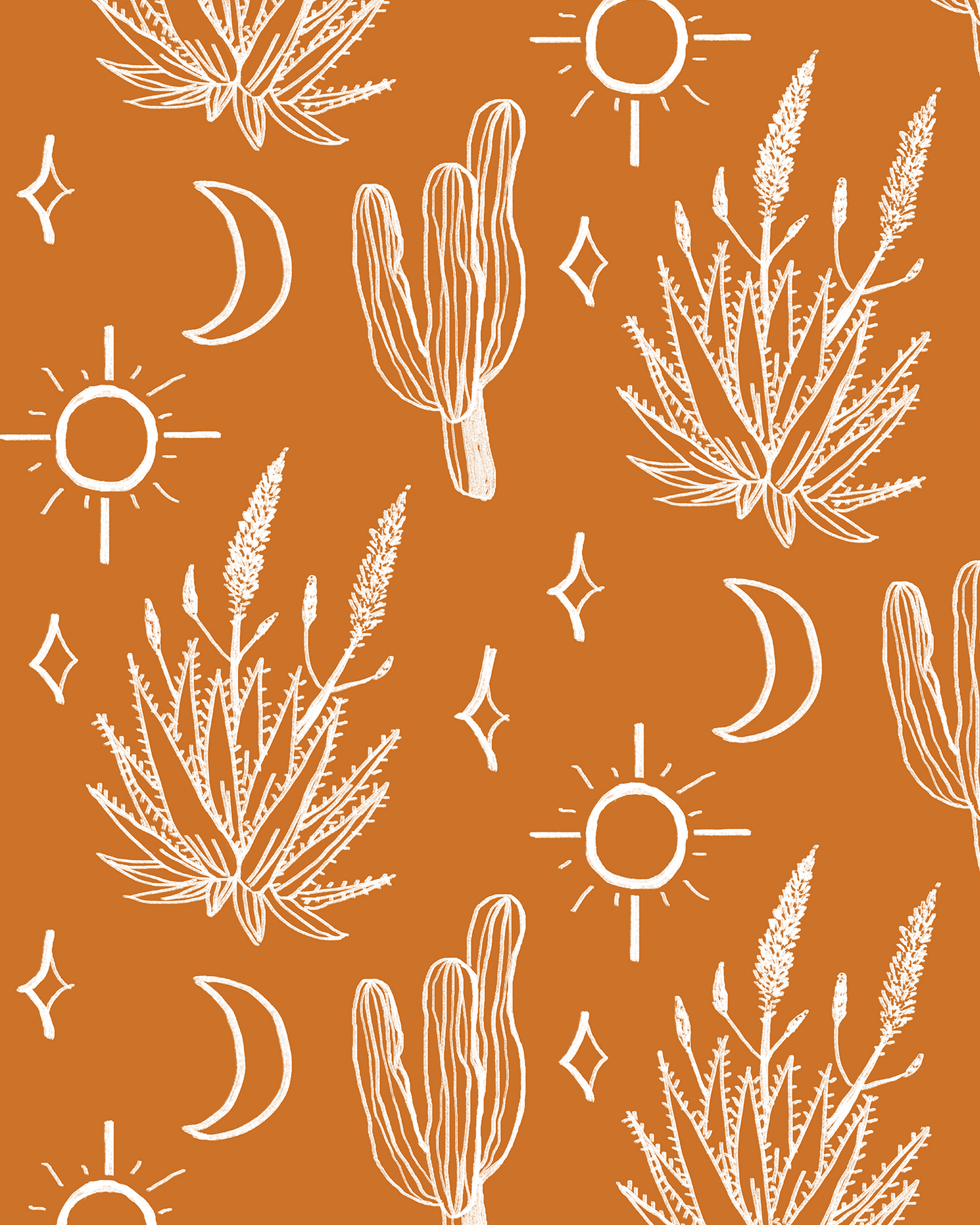 Desert Sky Wallpaper, large pattern, orange and white