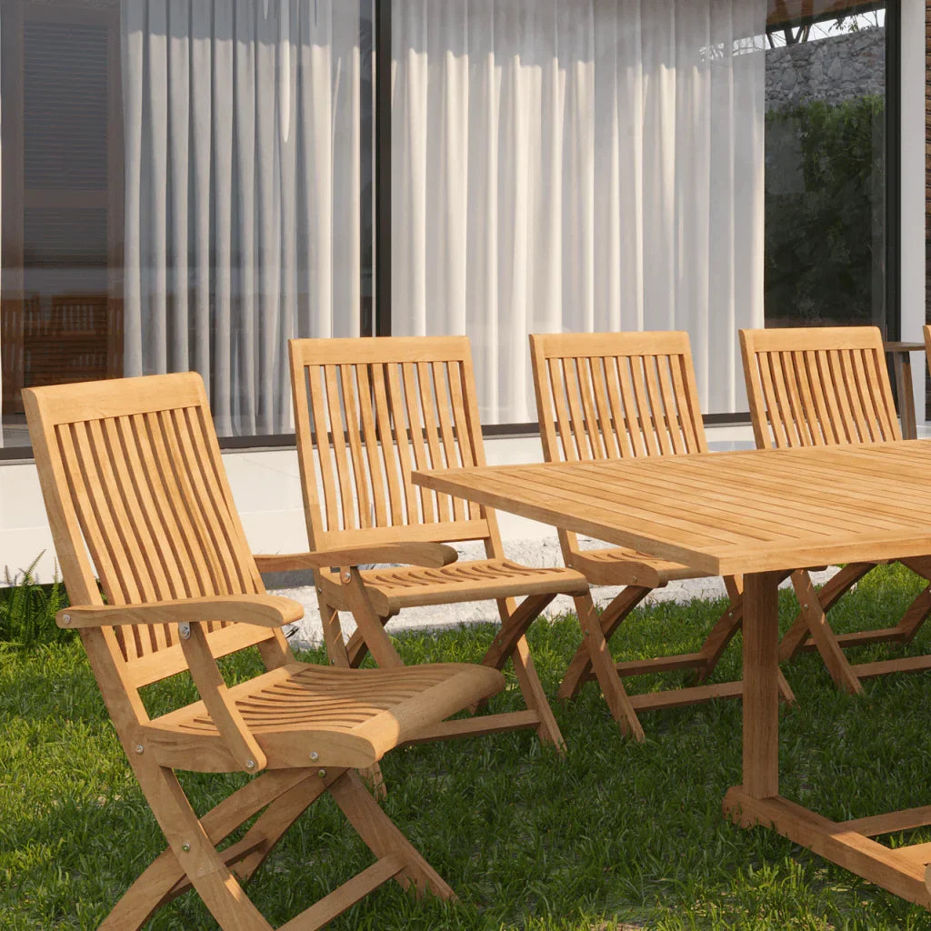 Devon Teak Patio Rectangular Dining Set 9PC