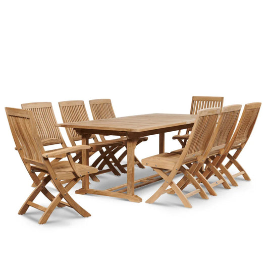 Devon Teak Patio Rectangular Dining Set 9PC