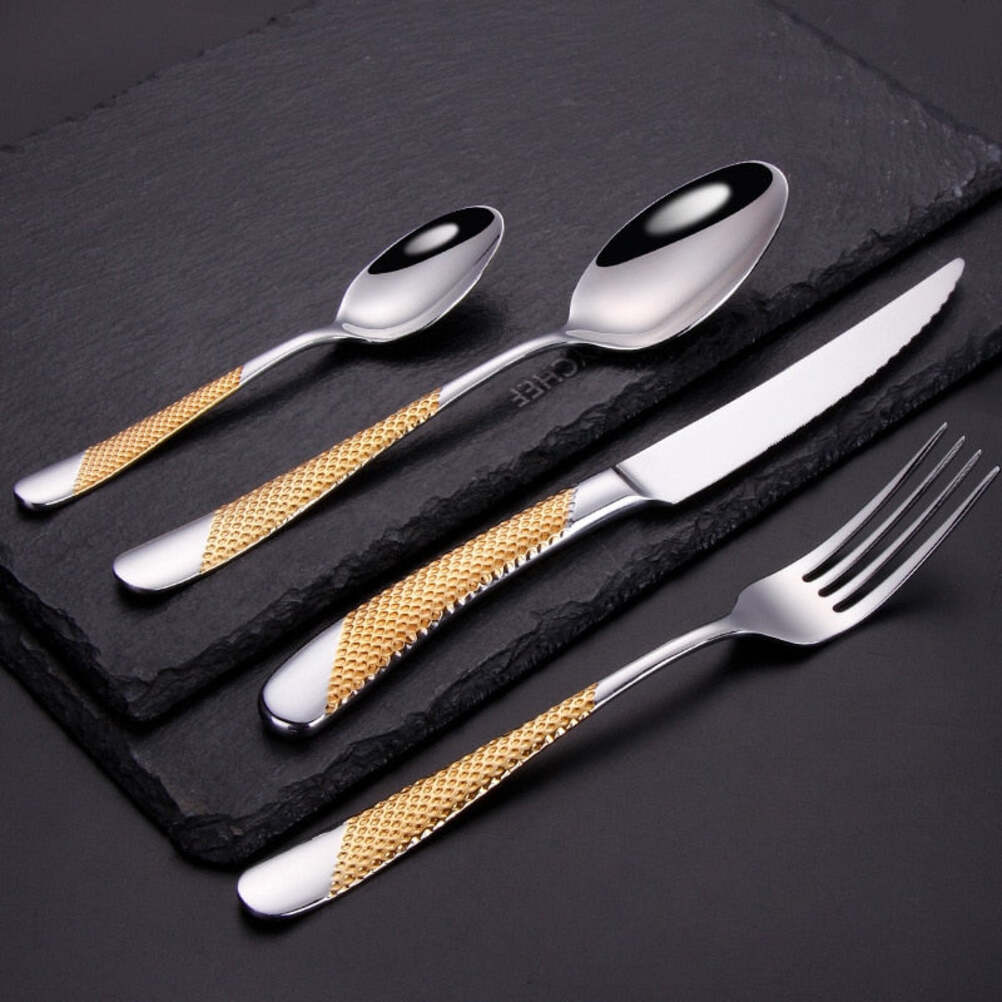 Diagonal Textured Stainless Steel Cutlery Set