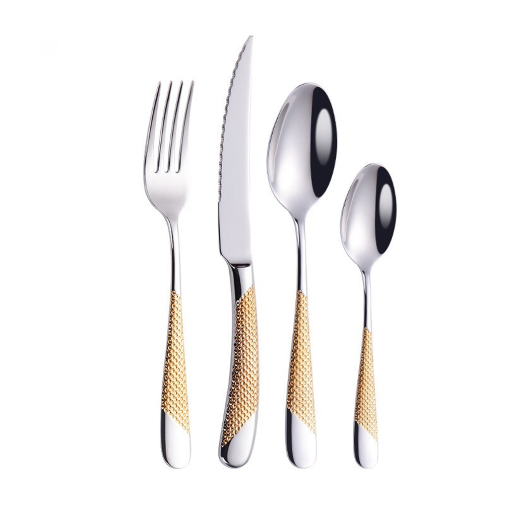 Diagonal Textured Stainless Steel Cutlery Set