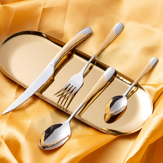 Diagonal Textured Stainless Steel Cutlery Set
