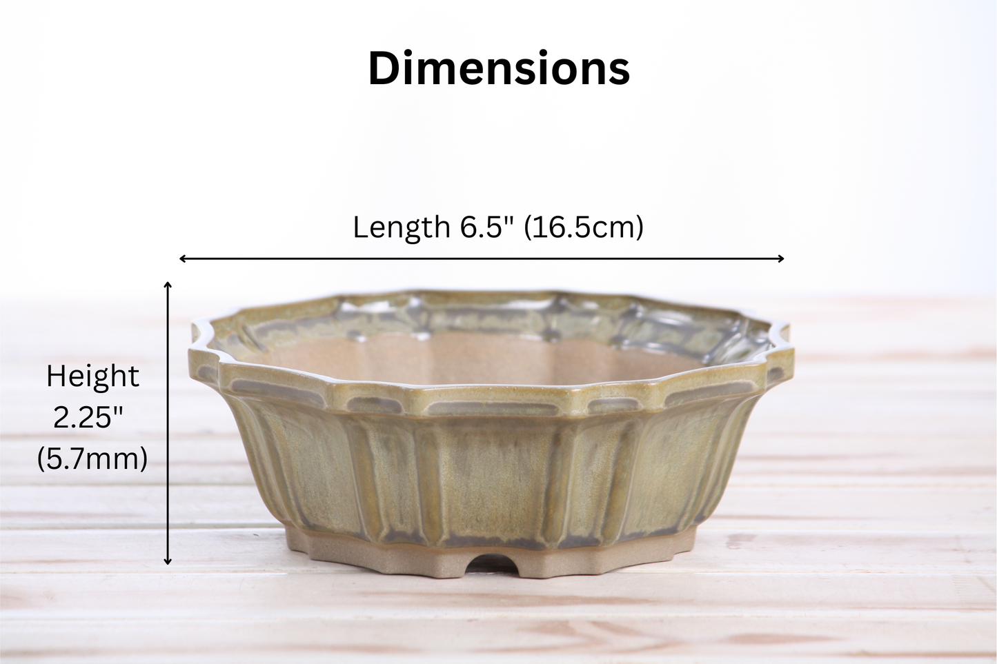 Willow Bonsai Ceramics Flower Design Bonsai Pot 6.5 Inch – Elegant Ceramic Bonsai & Succulent Planter, High‑Fired Frost‑Proof Stoneware with Drainage & Wiring Holes, Handmade in USA (Copenhagen)
