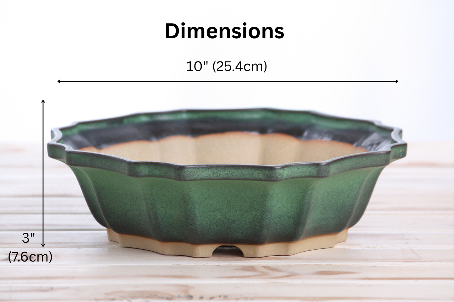 Willow Bonsai Ceramics Flower Design Bonsai Pot 10 Inch – Elegant Ceramic Bonsai & Succulent Planter, High‑Fired Frost‑Proof Stoneware with Drainage & Wiring Holes, Handmade in USA (Avocado)