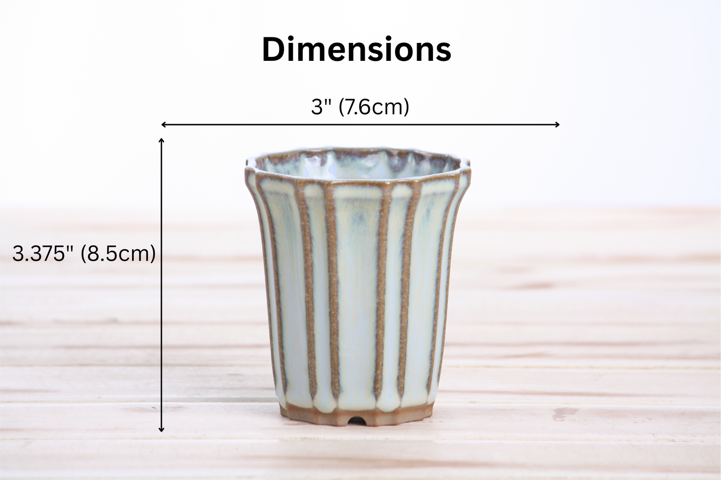 Willow Bonsai Ceramics Flower Design Cascade Bonsai Pot 3 Inch – Elegant Tall Ceramic Bonsai & Succulent Planter, High‑Fired Frost‑Proof Stoneware with Drainage & Wiring Holes, Handmade in USA (Glacier)