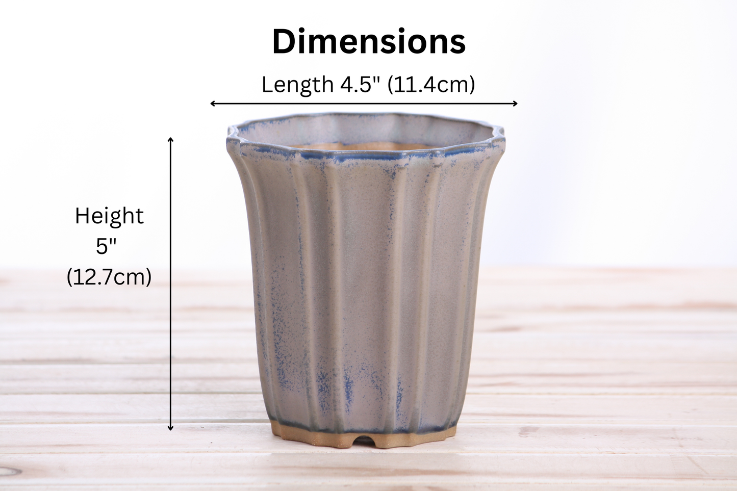 Willow Bonsai Ceramics Flower Design Cascade Bonsai Pot 4.5 Inch – Elegant Tall Ceramic Bonsai & Succulent Planter, High‑Fired Frost‑Proof Stoneware with Drainage & Wiring Holes, Handmade in USA (Ocean)