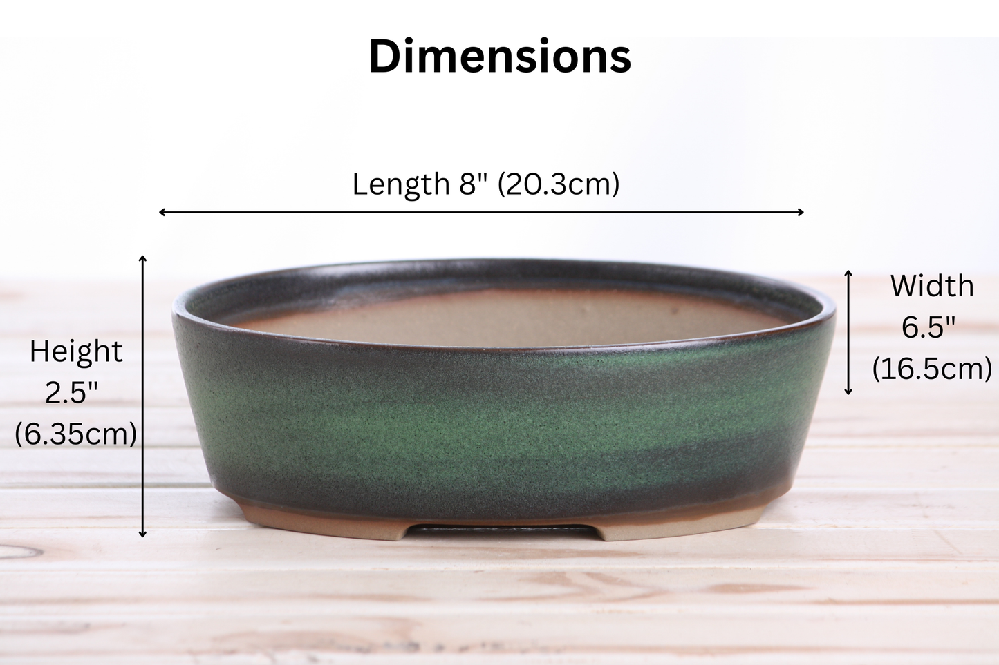 Willow Bonsai Ceramics Oval A Bonsai Pot 8 Inch – Straight‑Sided Oval Ceramic Bonsai & Succulent Planter, High‑Fired Frost‑Proof Stoneware with Drainage & Wiring Holes, Handmade in USA (Avocado)