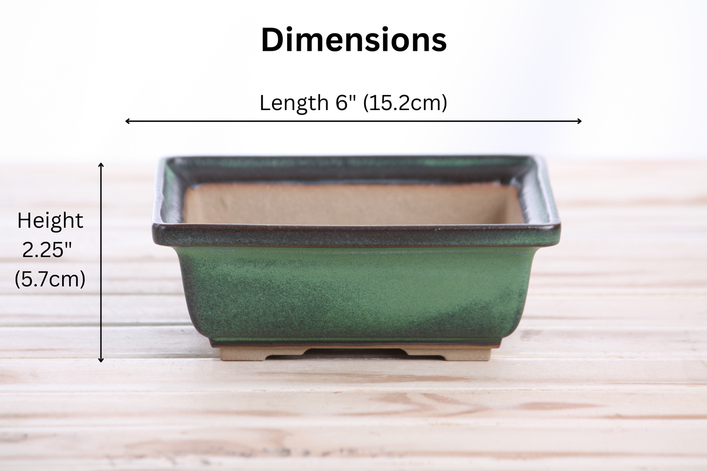 Willow Bonsai Ceramics Square Bonsai Pot 6 Inch – Low‑Profile Square Ceramic Bonsai & Succulent Planter with Accentuated Rim, High‑Fired Frost‑Proof Stoneware, Handmade in USA (Avocado)