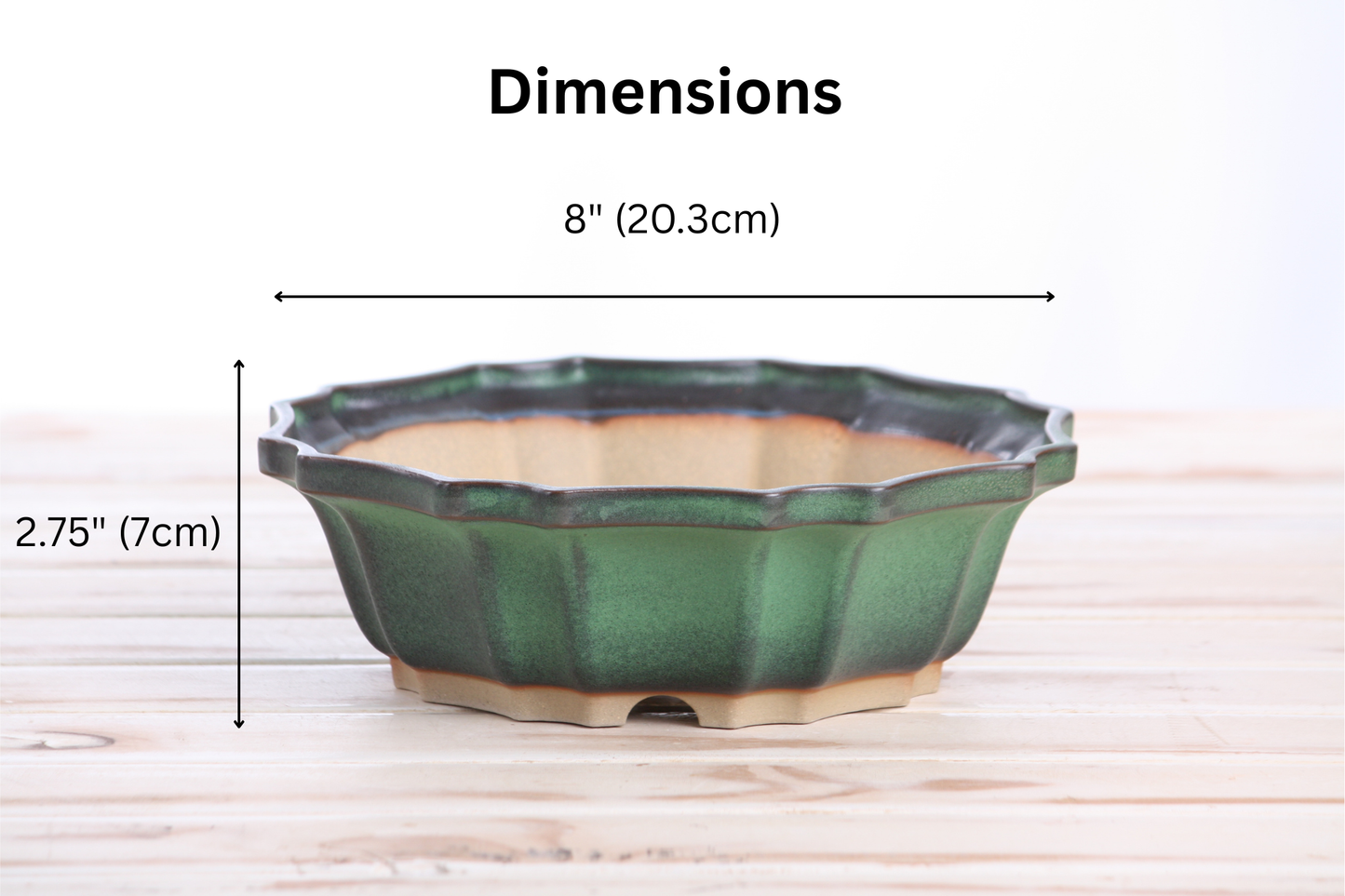 Willow Bonsai Ceramics Flower Design Bonsai Pot 8 Inch – Elegant Ceramic Bonsai & Succulent Planter, High‑Fired Frost‑Proof Stoneware with Drainage & Wiring Holes, Handmade in USA (Avocado)