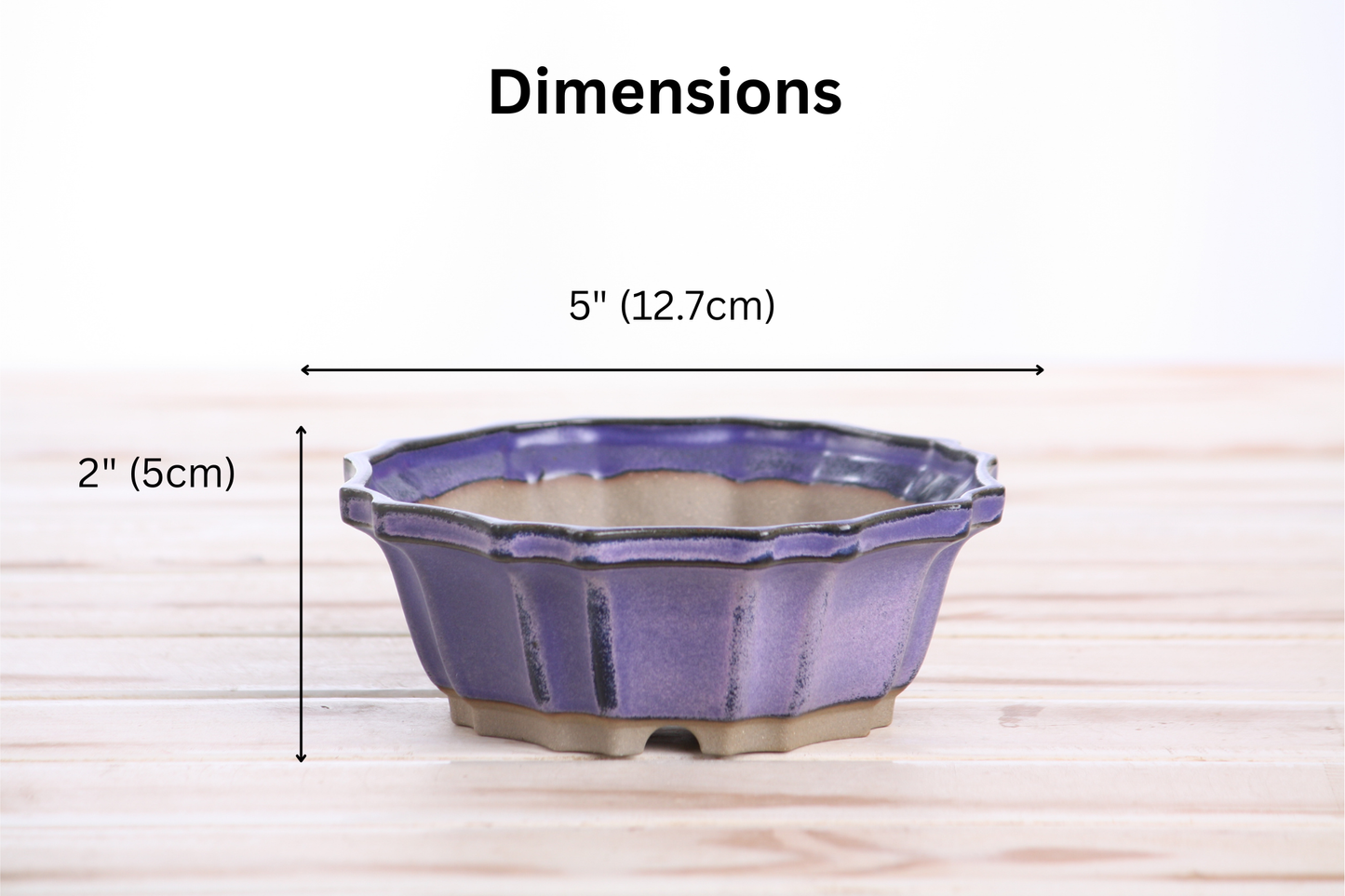 Willow Bonsai Ceramics Flower Design Bonsai Pot 5 Inch – Elegant Ceramic Bonsai & Succulent Planter, High‑Fired Frost‑Proof Stoneware with Drainage & Wiring Holes, Handmade in USA (Purple)