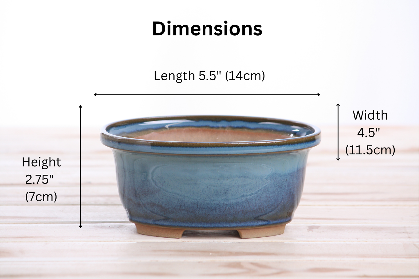 Willow Bonsai Ceramics Fat Bonsai Pot 5.5 Inch – Bold Oval Ceramic Bonsai & Succulent Planter with Accentuated Rim, High‑Fired Frost‑Proof Stoneware, Handmade in USA (Peacock 2025)