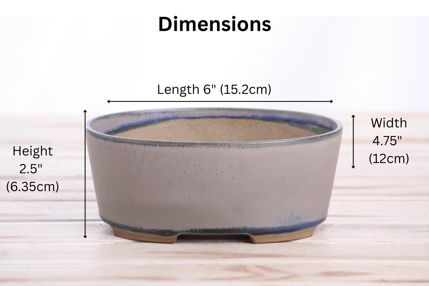 Willow Bonsai Ceramics Oval A Bonsai Pot 6 Inch – Straight‑Sided Oval Ceramic Bonsai & Succulent Planter, High‑Fired Frost‑Proof Stoneware with Drainage & Wiring Holes, Handmade in USA (Ocean)