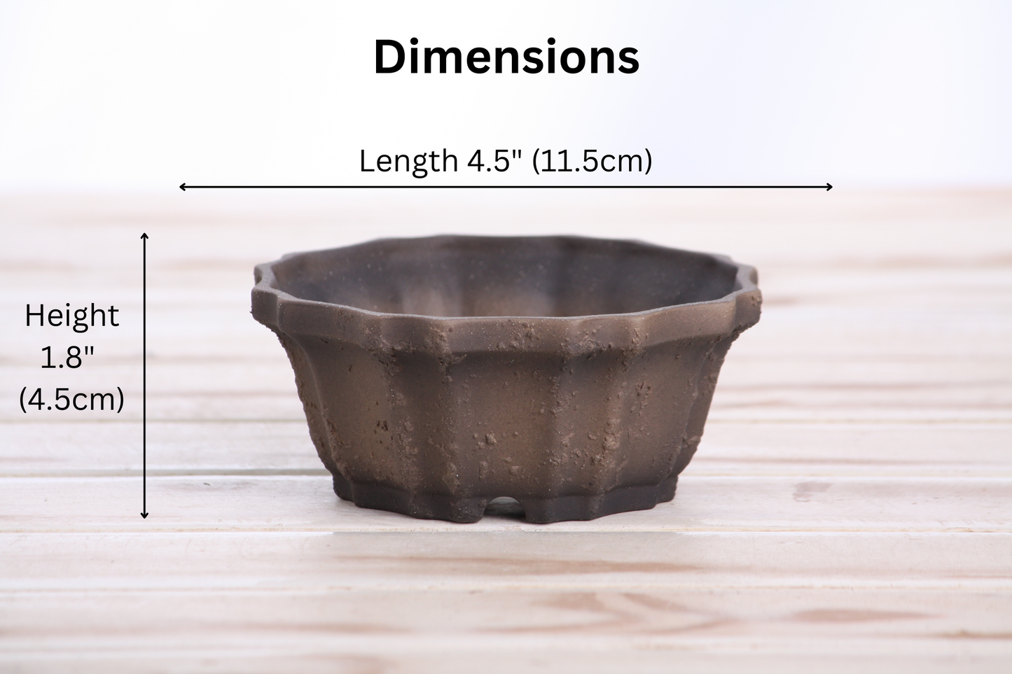 Willow Bonsai Ceramics Flower Design Bonsai Pot 4.5 Inch – Elegant Ceramic Bonsai & Succulent Planter, High‑Fired Frost‑Proof Stoneware with Drainage & Wiring Holes, Handmade in USA (Limited Edition Textured Unglazed 4.5)