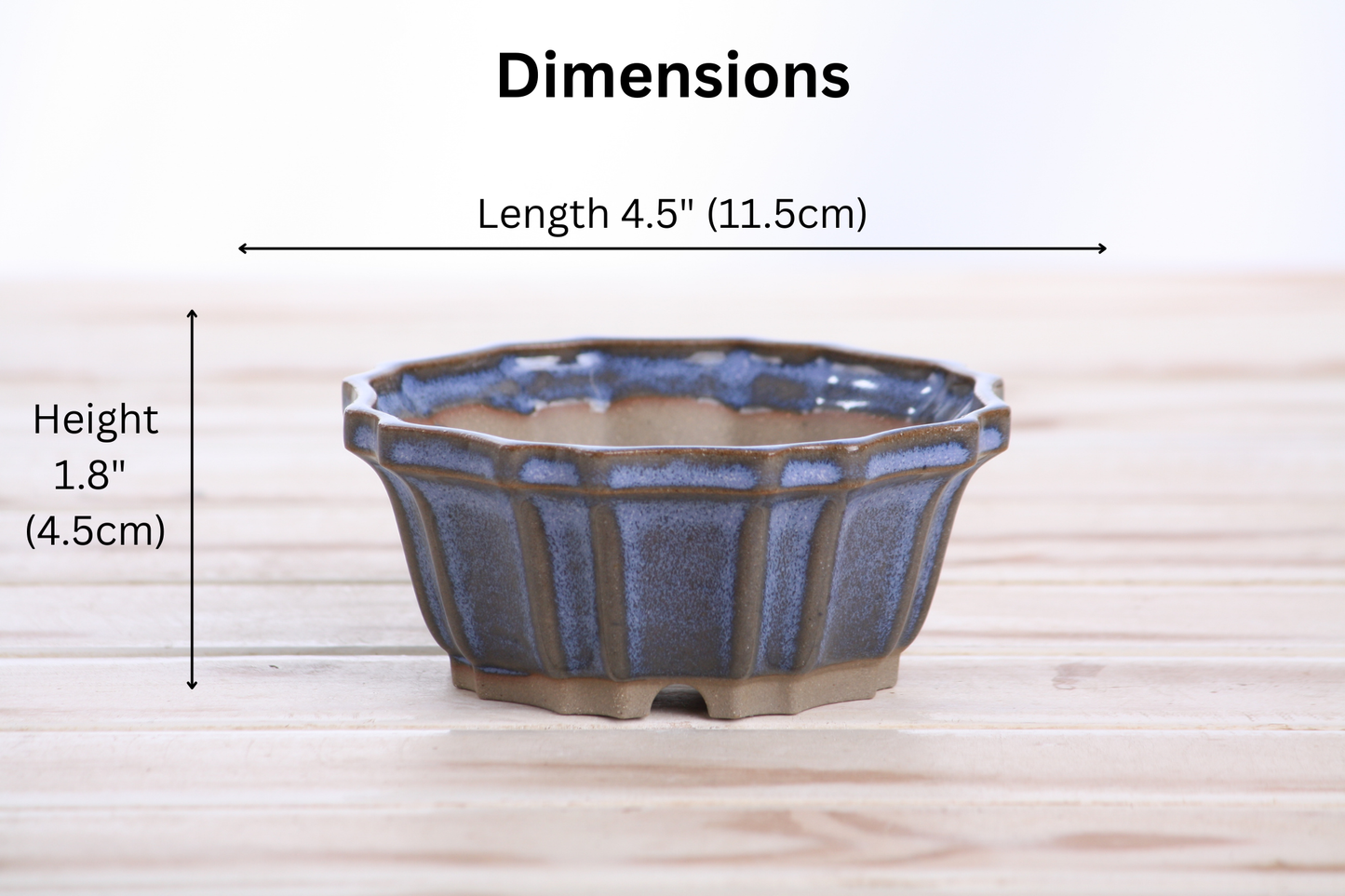 Willow Bonsai Ceramics Flower Design Bonsai Pot 4.5 Inch – Elegant Ceramic Bonsai & Succulent Planter, High‑Fired Frost‑Proof Stoneware with Drainage & Wiring Holes, Handmade in USA (Denim)