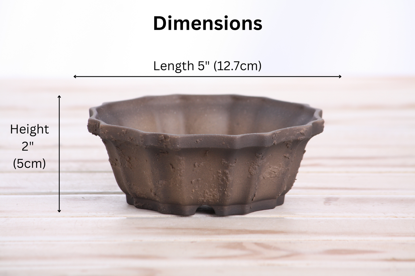 Willow Bonsai Ceramics Flower Design Bonsai Pot 5 Inch – Elegant Ceramic Bonsai & Succulent Planter, High‑Fired Frost‑Proof Stoneware with Drainage & Wiring Holes, Handmade in USA (Limited Edition Textured Unglazed 5 inch)