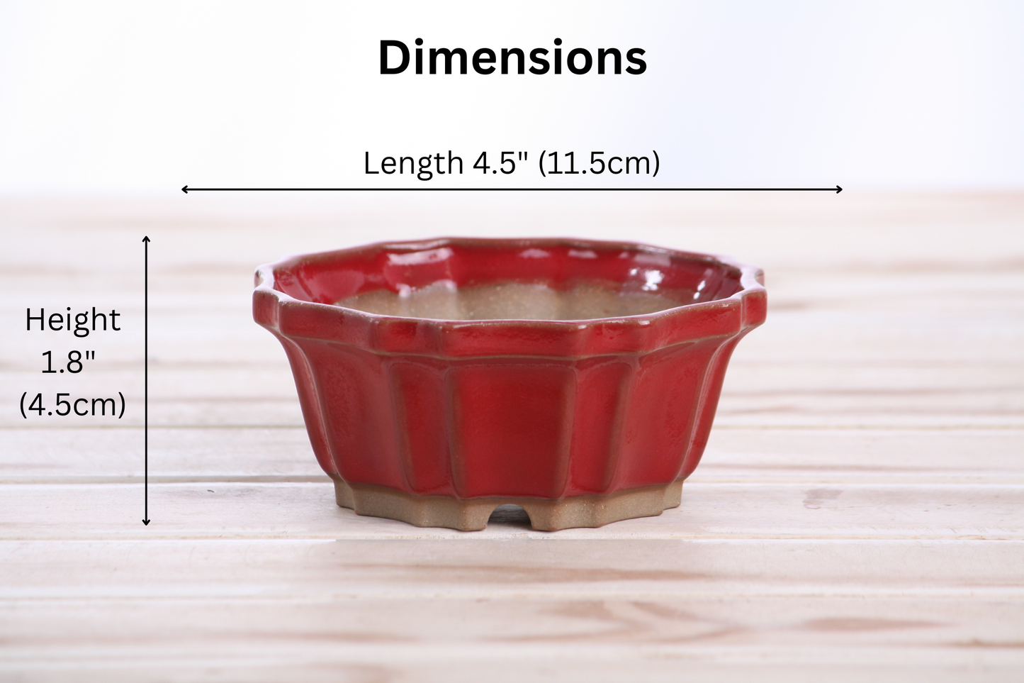Willow Bonsai Ceramics Flower Design Bonsai Pot 4.5 Inch – Elegant Ceramic Bonsai & Succulent Planter, High‑Fired Frost‑Proof Stoneware with Drainage & Wiring Holes, Handmade in USA (Red)