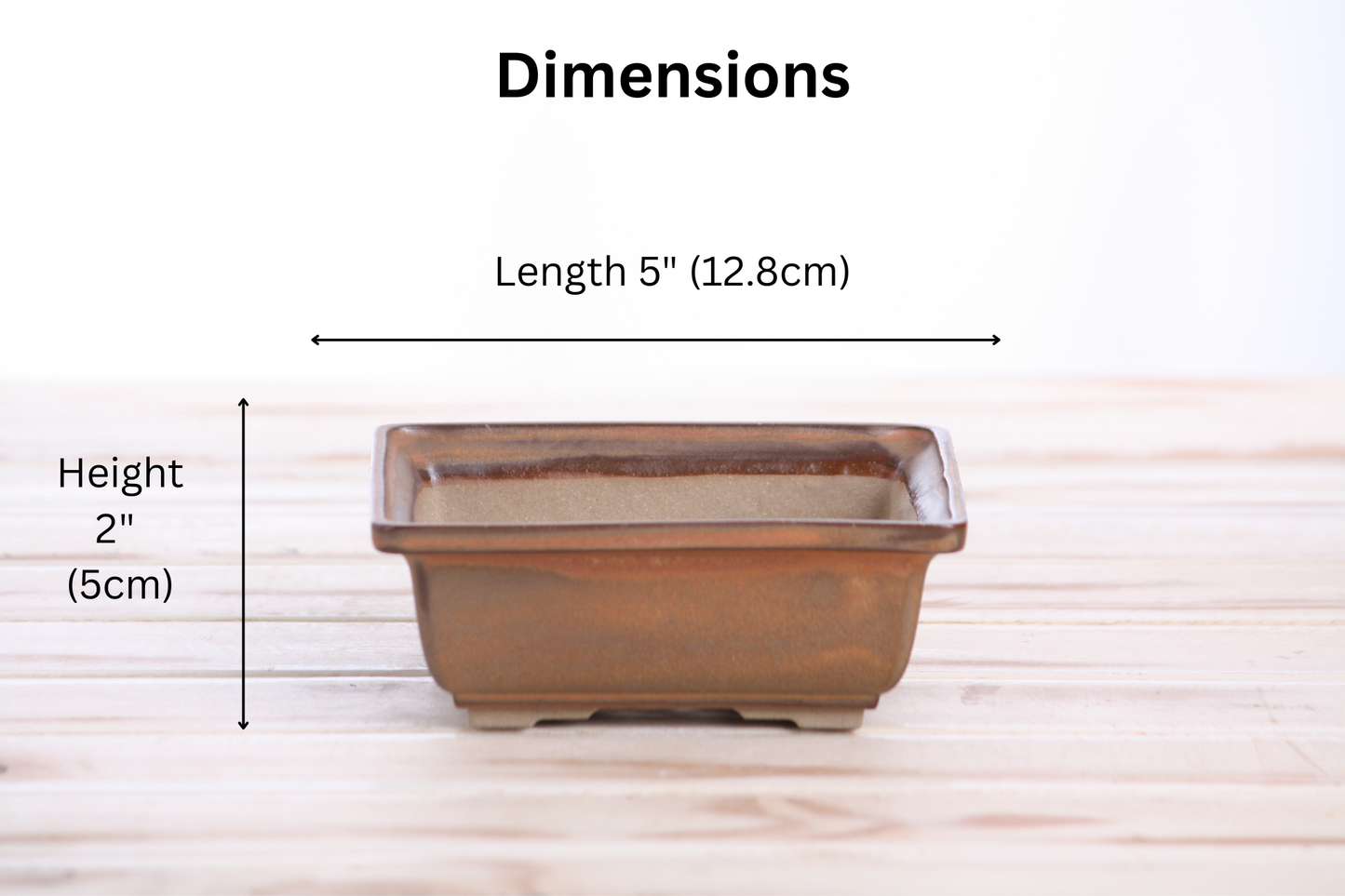 Willow Bonsai Ceramics Square Bonsai Pot 5 Inch – Low‑Profile Square Ceramic Bonsai & Succulent Planter with Accentuated Rim, High‑Fired Frost‑Proof Stoneware, Handmade in USA (Deep Stone)