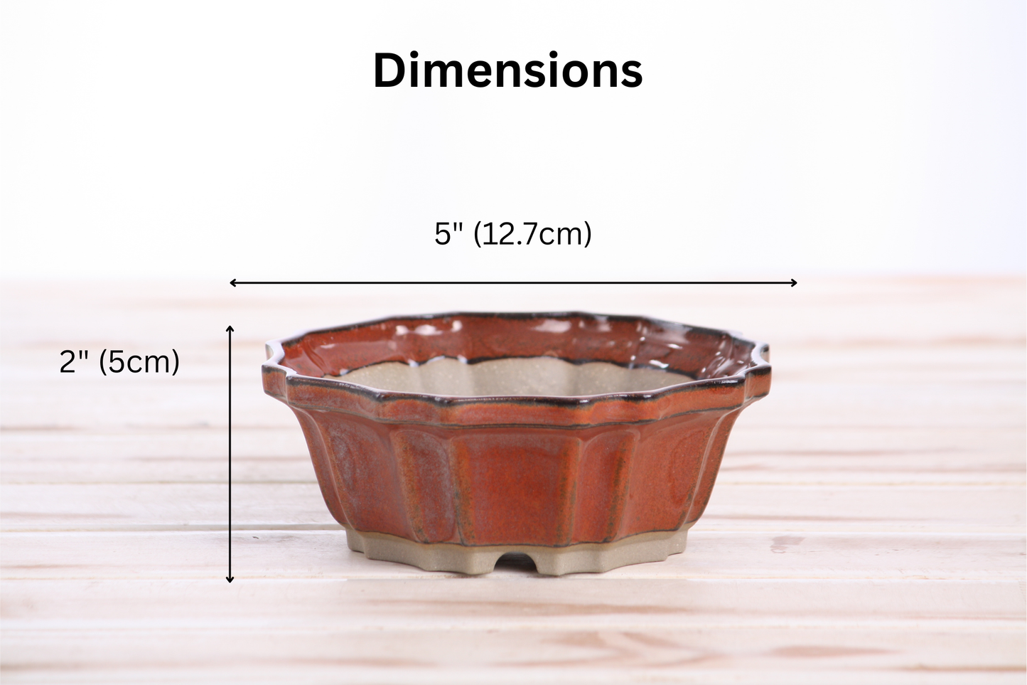 Willow Bonsai Ceramics Flower Design Bonsai Pot 5 Inch – Elegant Ceramic Bonsai & Succulent Planter, High‑Fired Frost‑Proof Stoneware with Drainage & Wiring Holes, Handmade in USA (Sunset)