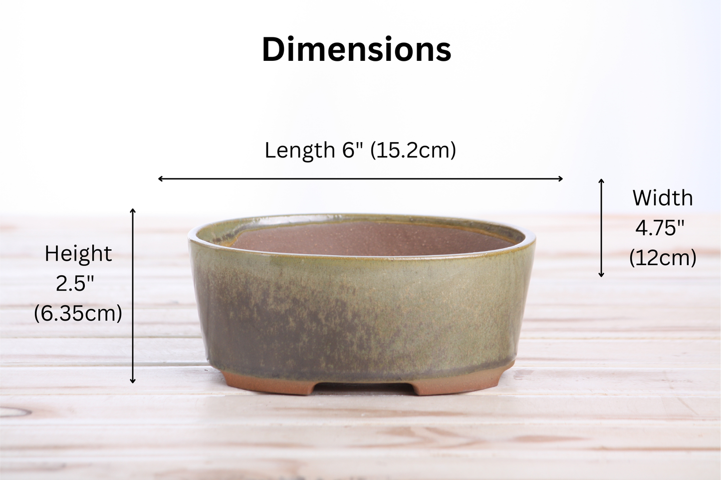 Willow Bonsai Ceramics Oval A Bonsai Pot 6 Inch – Straight‑Sided Oval Ceramic Bonsai & Succulent Planter, High‑Fired Frost‑Proof Stoneware with Drainage & Wiring Holes, Handmade in USA (Copenhagen)