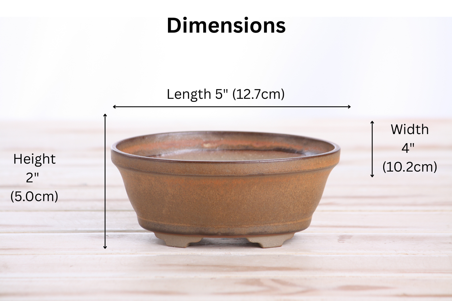 Willow Bonsai Ceramics Oval B Bonsai Pot 5 Inch – Tapered Oval Ceramic Bonsai & Succulent Planter with Accentuated Rim, High‑Fired Frost‑Proof Stoneware, Handmade in USA (Deep Stone)